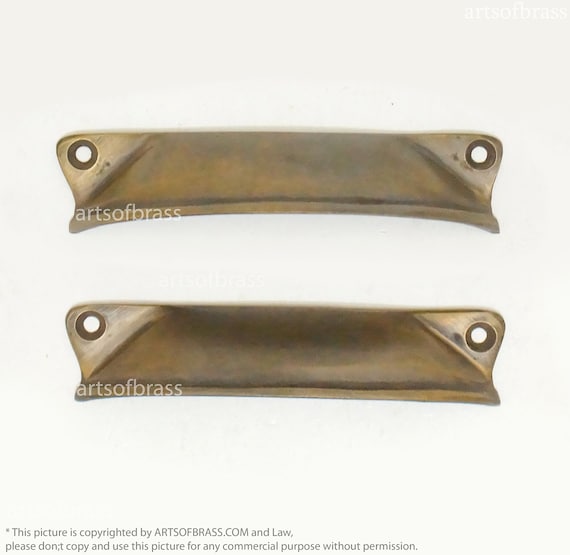 3.97" inches Vintage Classic Retro BIN PULL Solid Brass Cabinet Drawer Handle Knob Pulls I054