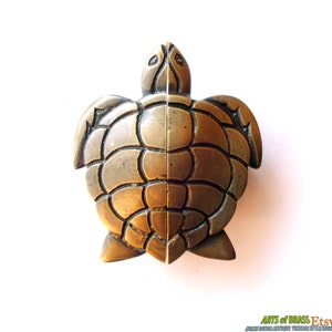 Vintage Antique Big TURTLE Cabinet Solid Brass KNOB Drawer Round Pull