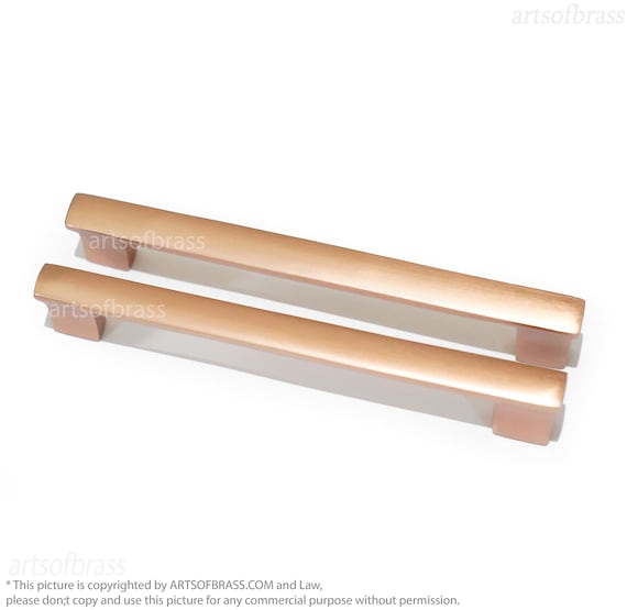 7.95" inches 2 pcs Solid Brass Copper Finish RETRO Pulls Smooth Full Solid Brass Closet Cabinet Drawer Door Pull Handle