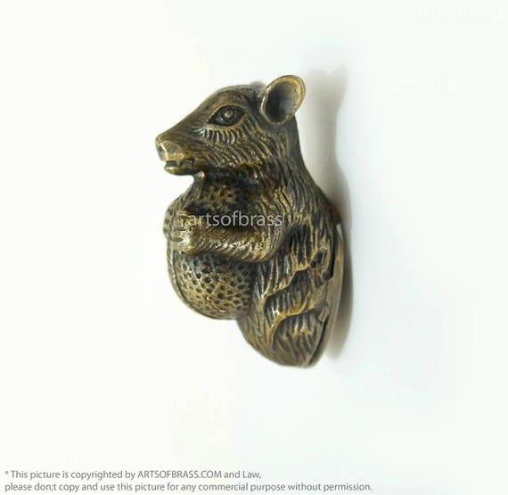 Vintage Squirrel With Nuts Solid Brass Bottle Opener Antique Cabin House Bar Decor