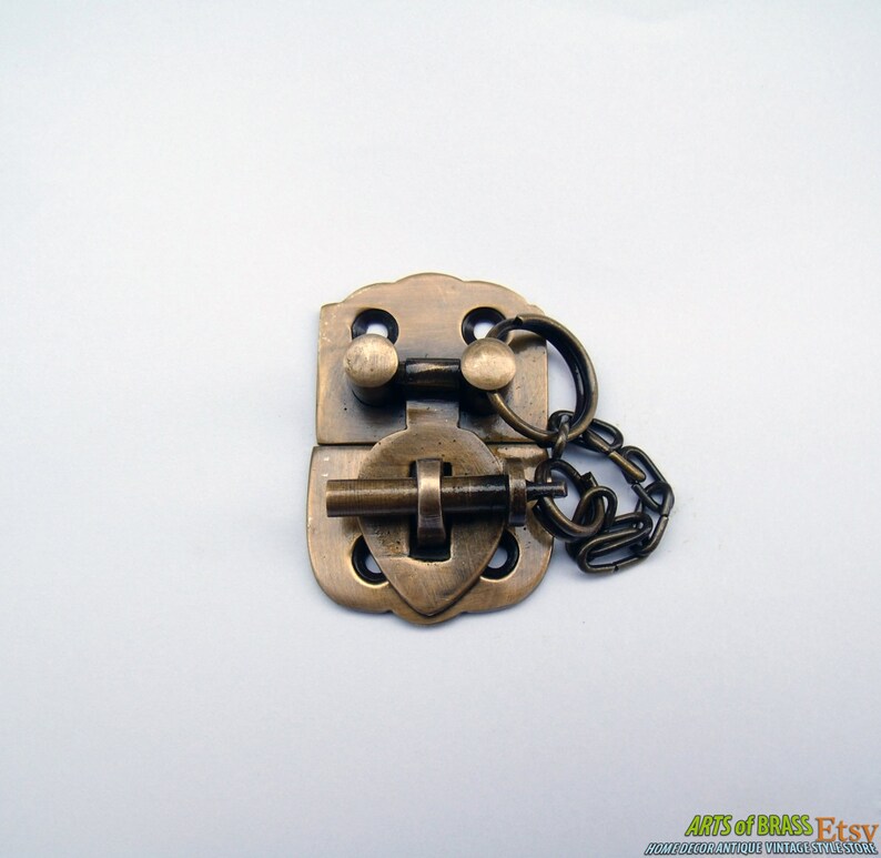 Lot of 3 pcs Solid Brass Vintage Handle Locking BOX LATCH Treasury Box