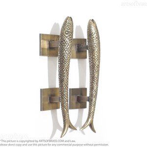 Vintage Solid Brass Fish Pulls Retro Brass Drawer Pulls, Cabinet ...