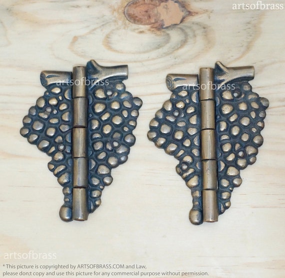 3.85" inches set 2 pcs Vintage Strand of Wine Grape Vine Hinge Cabinet Drawer Door Hinges