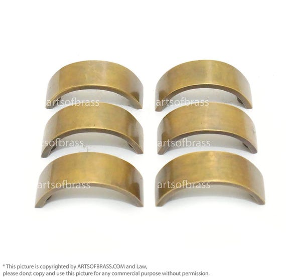 1.81" 6 pcs Vintage Retro Solid Brass Bent/Bend /Curve Knobs Pulls Cabinet Drawer Handle Knob Pulls