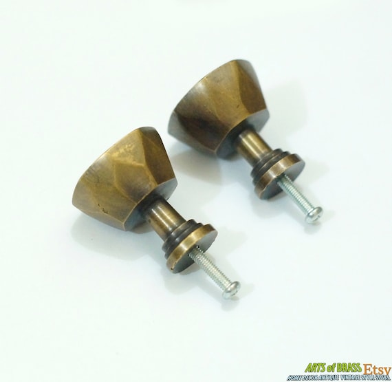 Lot of 2 pcs Vintage Big Retro Diamond Wedges Solid Knobs Handle Cabinet Handle Pull Knobs N155