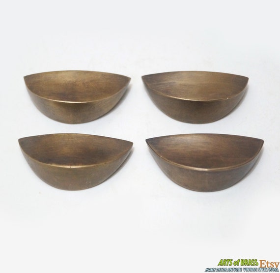 1.69" inches 4 pcs Vintage Retro Western Half Moon Handle Full Plain Solid Brass Cabinet Drawer Handle Pulls N067