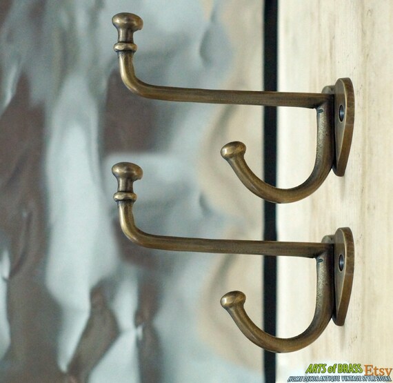 4.72" inches 2 pcs Vintage Retro LOVE HOOK Western Solid Brass Strong Wall Mount hook U118