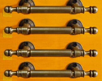 Lot of 4 pcs Vintage RETRO Handle Cabinet Door Antique BRASS KNOB Drawer Pulls