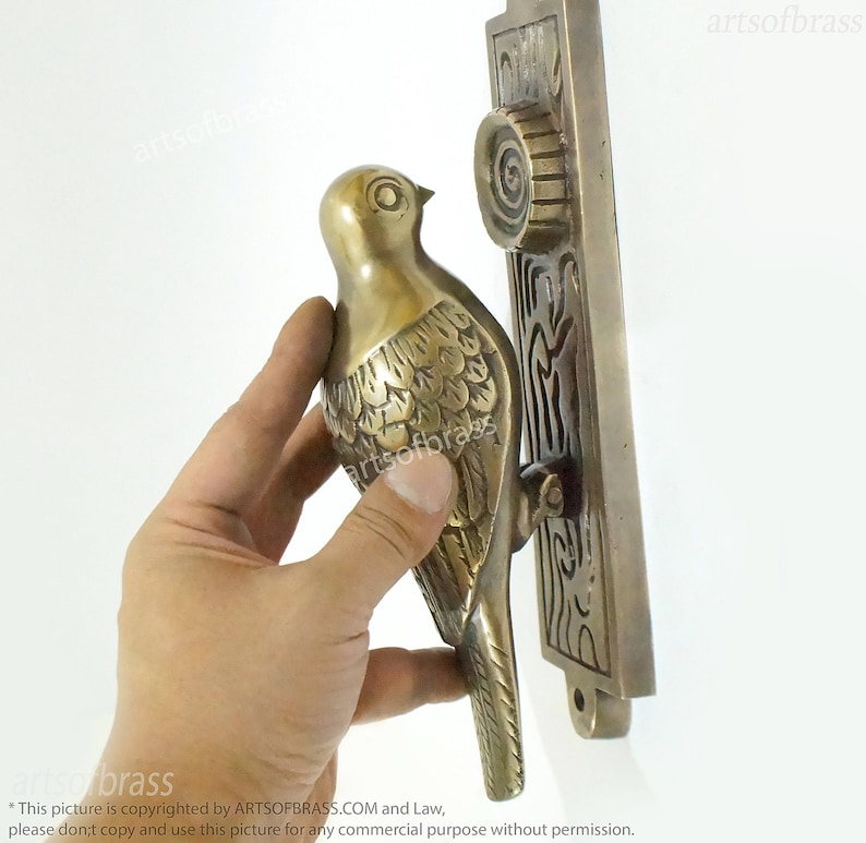 Vintage Solid Brass Detailed Woodpecker Door Knocker Bird Door Etsy