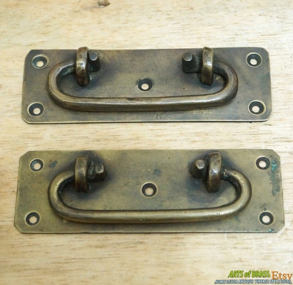 4.60" inches 2 pcs Vintage Big Retro Country Western Handle Solid Brass Antique Cabinet Drawer Door Handle Pulls A072