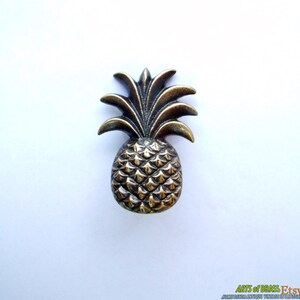 Lot of 2 pcs Antique PINEAPPLE Fruits Cabinet Solid Brass Drawer Handle Knob Pull image 2