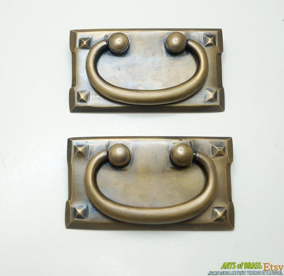 3.58" inches 2 pcs Vintage Retro Four Star Western Handle Solid Brass Antique Cabinet Drawer Door Handle Pulls A081