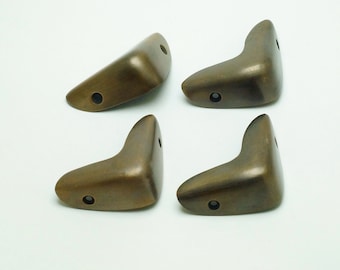 2,09 "Zoll Menge von 4 Stück Vintage Glatte Western Tisch Schrank Schrankecken Kantenschutz Massiv Messing Eckenschutz T016