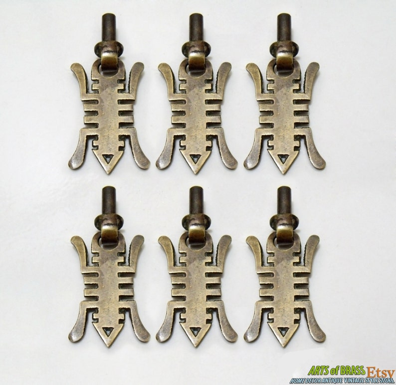 Lot of 6 pcs Vintage STeamPunk Bug ANT Farm Antique Solid Brass Cabinet Handle Pull Vintage Cabinet Knob F.009