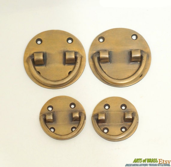 Vintage Retro Western Classic Round Ring Solid Brass Antique Cabinet Drawer KNOB Pulls D009K-B