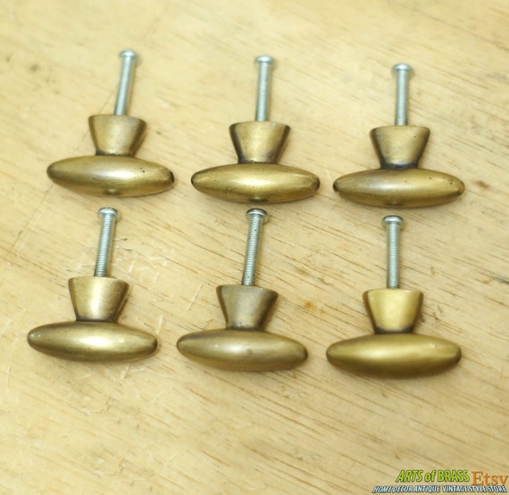1.37" inches Lot of 6 pcs Vintage Retro Western Knobs Solid Brass Antique Cabinet Drawer Handle Pull N157