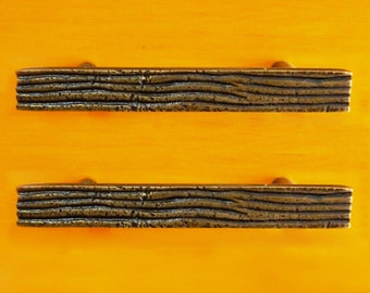 Lote de 2 tiradores de madera de latón fundido, estilo retro antiguo, para armarios vintage.