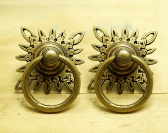 2,44 Zoll Menge 2 Stück Vintage Celestial Star Schrank Massiv Messing KNOB Schubladengriff Pulls
