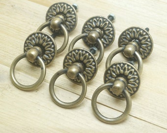 Vintage Style Drawer Knob Drop Ring Pendant Dresser Pull Drawer