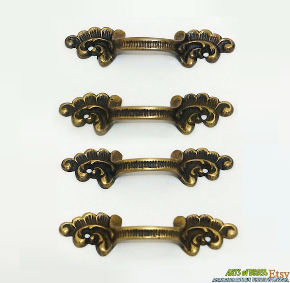 Set of 4 pcs Vintage Clouds of heaven Solid Brass Antique Cabinet Drawer Door Handle Pulls L007 / L008