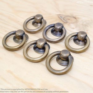1.50" inches Vintage Retro Western Solid Brass Antique ROUND Ring Pulls Cabinet Drawer Dresser Furniture Knob Pulls P129