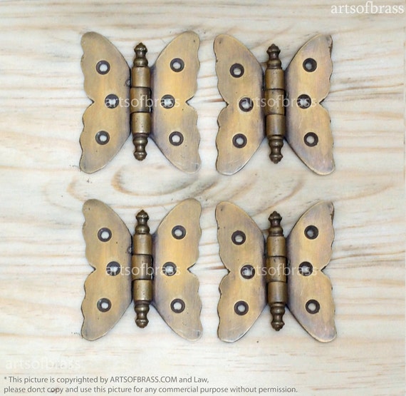 2.75 4 Pcs Vintage Escutcheons BUTTERFLY Brass Hinge Cabinet Door Hinges -   Canada