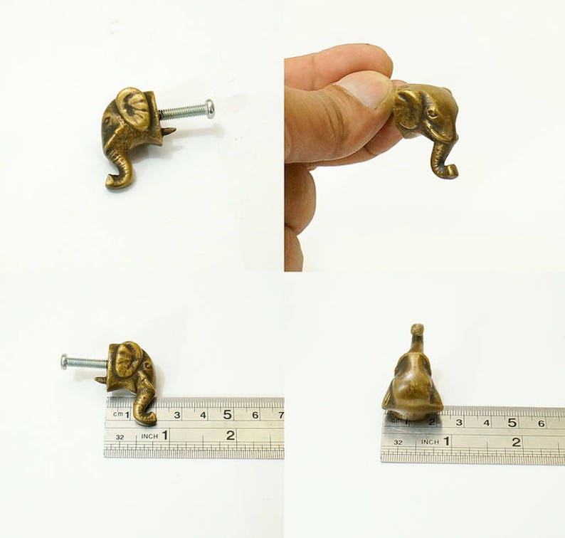 Lot of 4 pcs Vintage BRASS KNOB ELEPHANT Animal Round Antique Etsy