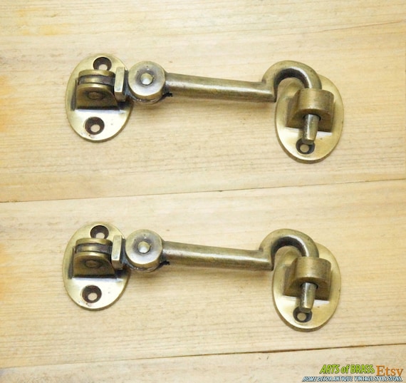 3.42" inches Lot of 2 pcs Vintage Windows Stay Swing Around Strong Hold LEVER LATCH Joint Hooks Antique Solid Brass.