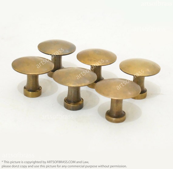1.18" inches Lot of 6 pcs Vintage thumbtack tacks Round Knobs Handle Solid Brass Cabinet Knob Pull Handle N030