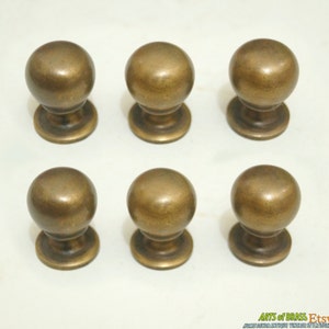 0.59 Diameter inches Lot of 6 pcs Vintage Retro Solid Brass Round Cabinet Solid Brass Drawer Handle Knob Pulls N199 image 2