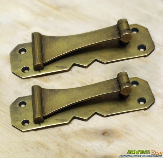 5.11" Lot of 2 pcs BIG Vintage CUDGEL Pull Solid Brass Antique Cabinet Door Drawer Pulls