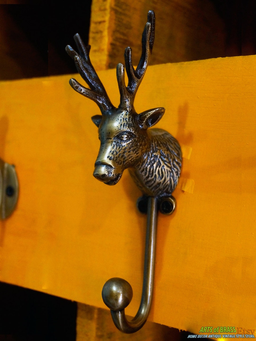 Antique Brass Deer Hook main image 1