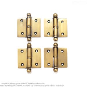 1.57" Inches Vintage Door Hinge with Ball Finials Hinge / Hinges Cabinet Door Solid Brass