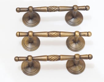 4.33" inches Vintage Solid Brass Bar Cabinet Pull Handles, Set of 3
