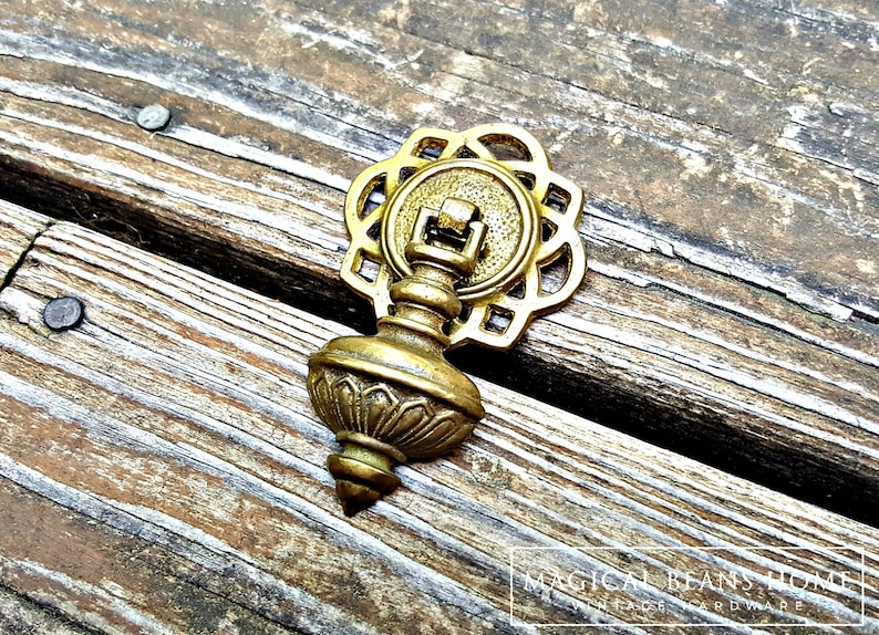 Keeler Brass Teardrop Pull Gold Drawer Pull Vintage Drawer Etsy