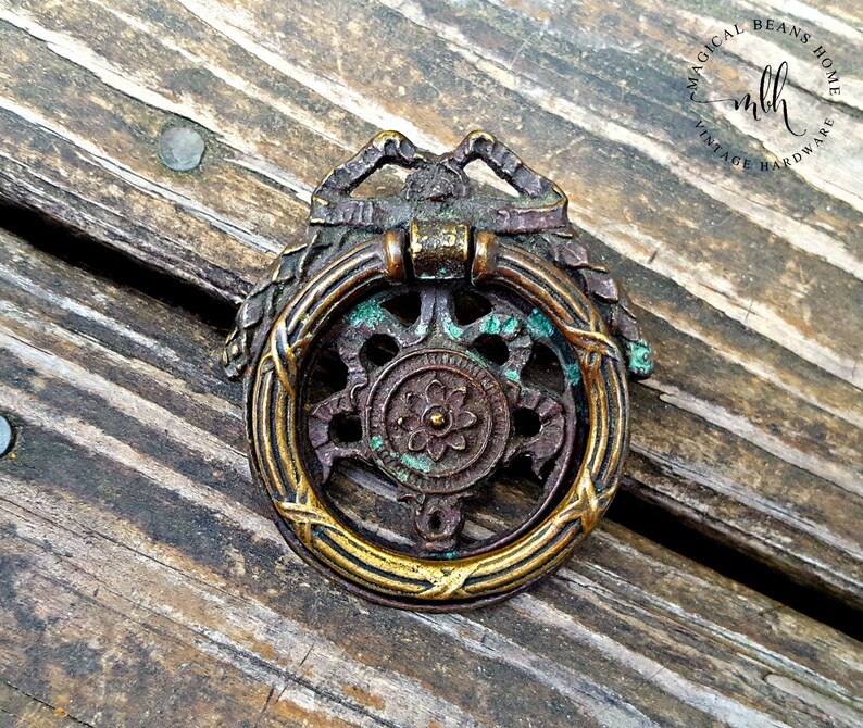 Kbc Bow Ribbon Floral Drawer Pulls Brass Baroque Bail Pulls Etsy