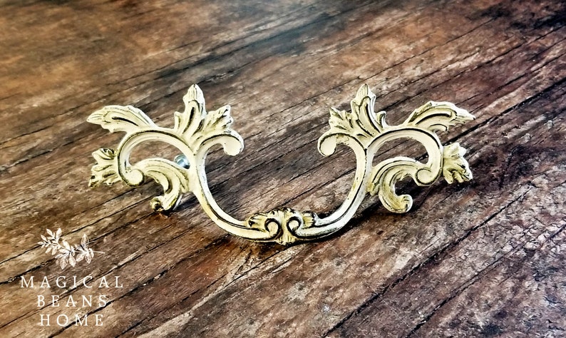 Hardware Vtg Nos White Brass Large Dresser Drawer Pulls French
