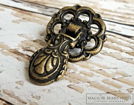 Antiqued Brass Teardrop Drawer Pull Neoclassical Furniture Etsy
