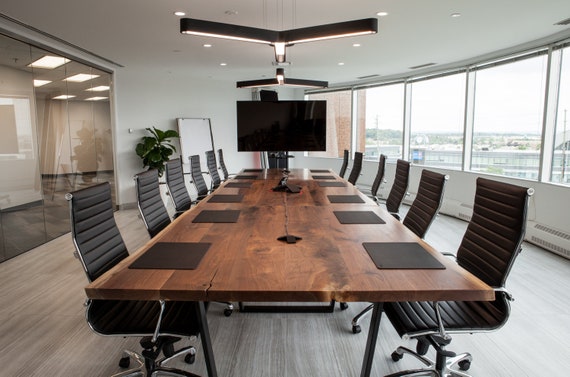 Live Edge Walnut Corporate Boardroom Table Commercial Furniture Handmade In Toronto Conference Table Business Furniture