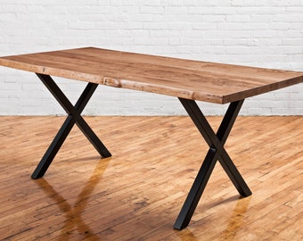 Amber Live Edge Dining Table - Made with Solid Canadian Maple - Rustic Kitchen Table - Custom Options Available, Handmade in Toronto