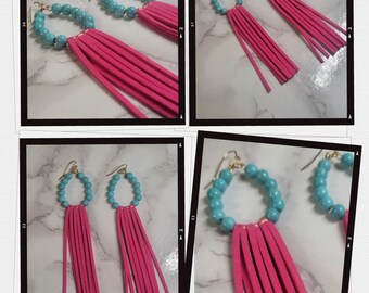 TURQUOISE TONE FRINGE Earrings