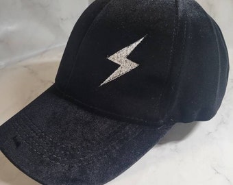 BLACK VELVET Cap lightning Bolt embroidered