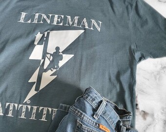 Lightning Bolt Lineman Attitude T shirt