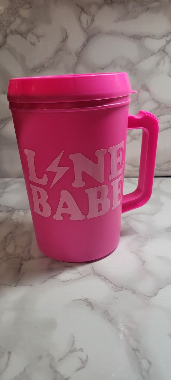 LINE BABE Mega Mug// Trucker Mug// Lightning Bolts//Hearts// 34 oz sip