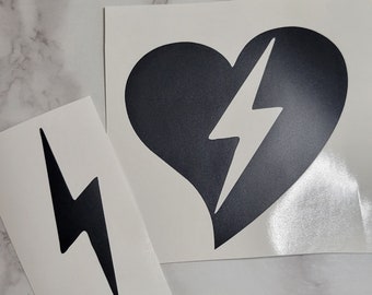 Lightning Bolt Inside a heart  Decal