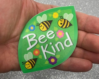 Bee Kind Sticker – Waterproof Glossy Decal for Laptop, Car