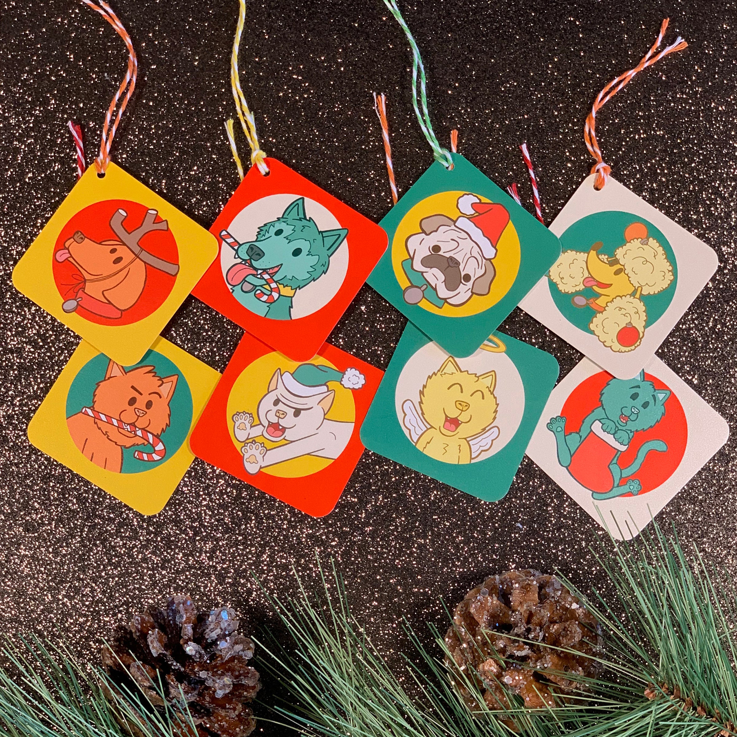 8 Christmas Gift Tags Cat and Dog Themed Holiday Gift Tags Etsy