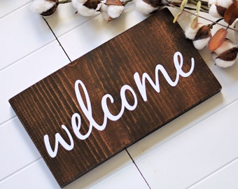 Hand-Painted Farmhouse Welcome Sign, Briarsmoke Stain (6x11)