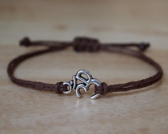 Om Symbol Adjustable Hemp Wish Bracelet in Natural Hemp Cord by Paisley Braids