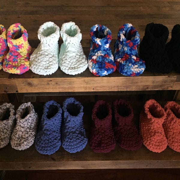 Indoor Cloud Bootie Slippers for Women Kids Men Handmade Crochet Knit Holiday Gift Booties Paisley Braids fluffy cushion house boots socks